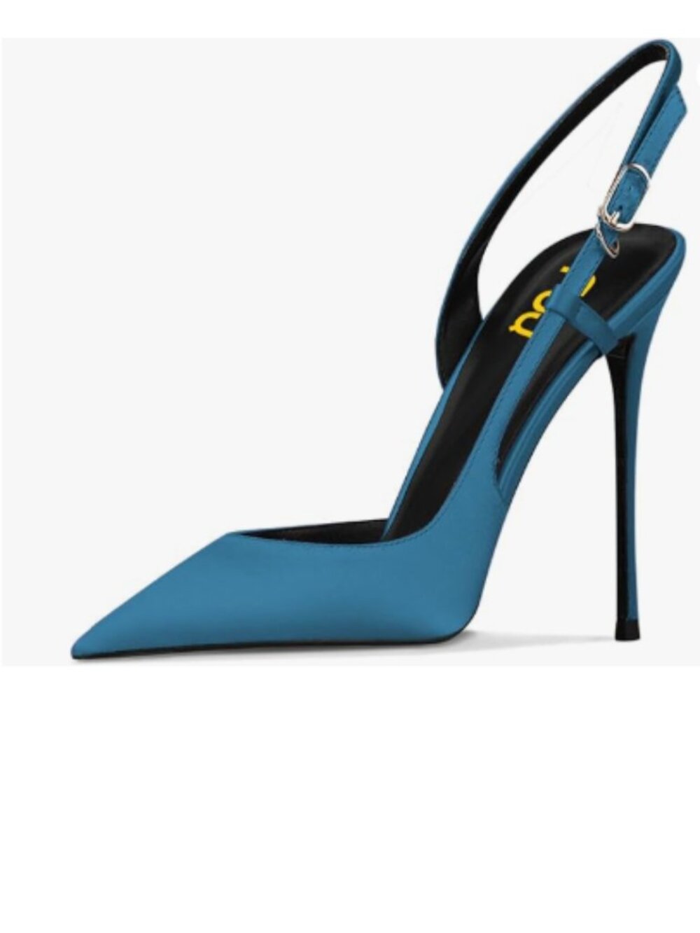 FSJ Peacock-blue Satin Pointed Toe D'Orsay High Heel Slingback Pumps